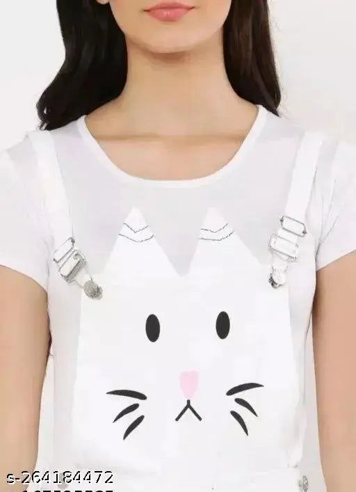 WHITE CAT JUMPSUIT FOR WOMEN WITH SHIRT