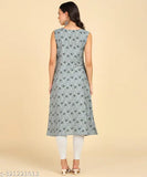 Women's Casual Wear Sleeveless Round Long Kurtis