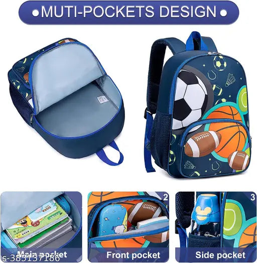 Polyester 26 L School Backpack With Pencil School Bag Class 1 to 8 Daypack(BK_Blue_Vollyball_24)