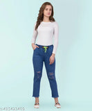 Stretchable Premium Denim Knee Slit Blue Jogger Jeans | LOW-RISE JEANS, Regular JEANS, CARGO JEANS,Mom jeans,Skinny flare jeans, Cropped jeans, plus size jeans, girls jeans, pink, white, blue, indigo, grey, washed, teal, brown