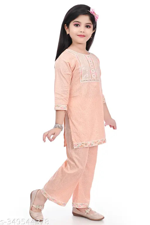 "STARCASE" Produce girls Maxi length 3/4 sleeve Kurtis and Palazzo Set for casual and party wear.