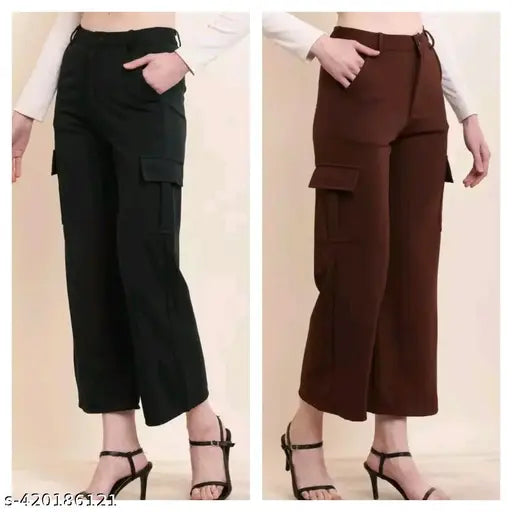 Combo Four Pocket Cargo Pant Crop for Woman and High Rise pant