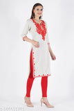 OFF Wwool kurti/winter kurta/woolen kurta for womenHITE WOOLLEN EMBRODRIED AARI WORK KURTI FOR WOMENN