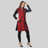 BLUSHH COLLECTION Women's Floral A-line Mandarin Red Kurtis & Kurtas