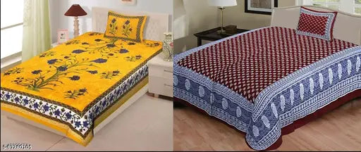 Single Bed Bedsheet Combo Pack 2 Jaipuri Single Bedsheet with 2 Pillow Cover