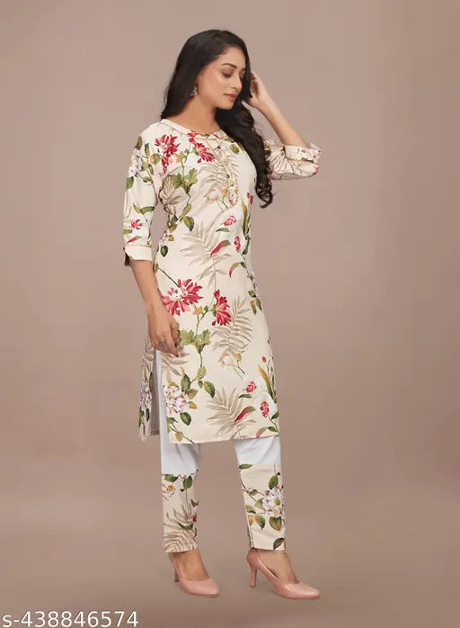 Rakhdi Fashion's New Printed Trendy Looking Top And Bottom , Kurti And Pazzama , Salwar Suit , For Women , Girls And Ladies casual wear