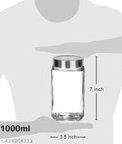 1000ml Cube Storage Glass Jar Barni - BPA-Free Transparent Kitchen Storage Container for Optimal Pantry Organization Pack of 6