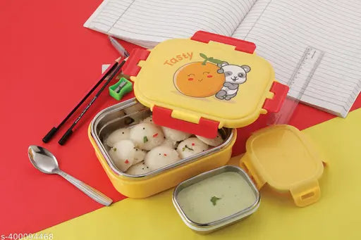 Nabhya Little Surprise Insulated Stainless Steel Tiffin Box for Kids, Inner Steel Katori with Spoon Tiffin Box for Boys, Girls & School, BPA Free and Leak Proof Tiffin Lunch Box