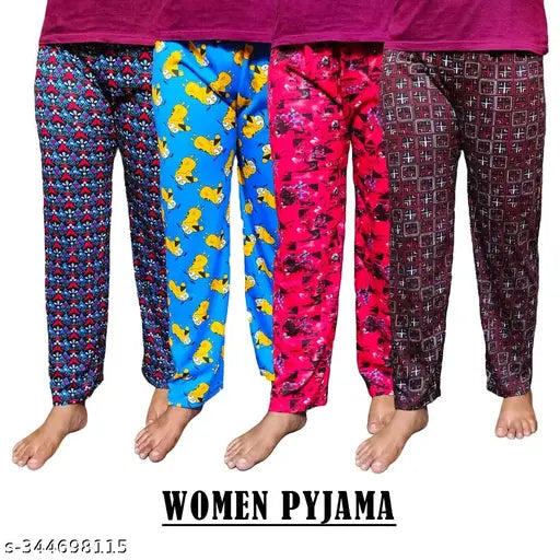 women pyjamas and lounge pants (Pack of 4, Multicolor)