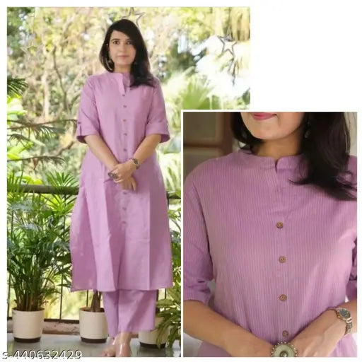 Cotton Khata Co-ord set Kurta Plazzo {PINK}