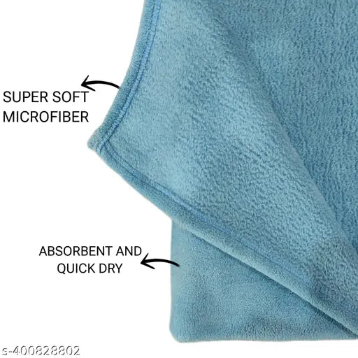 Cotton Bolls Textiles Super Soft Microfiber Hooded Blanket For Baby ( BLUE , 70X80CM)