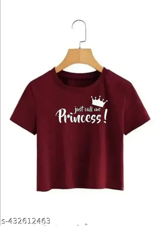 Mahroon Crop T-Shirt & Top For Women & Girls Princess ! Printed