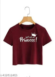 Mahroon Crop T-Shirt & Top For Women & Girls Princess ! Printed