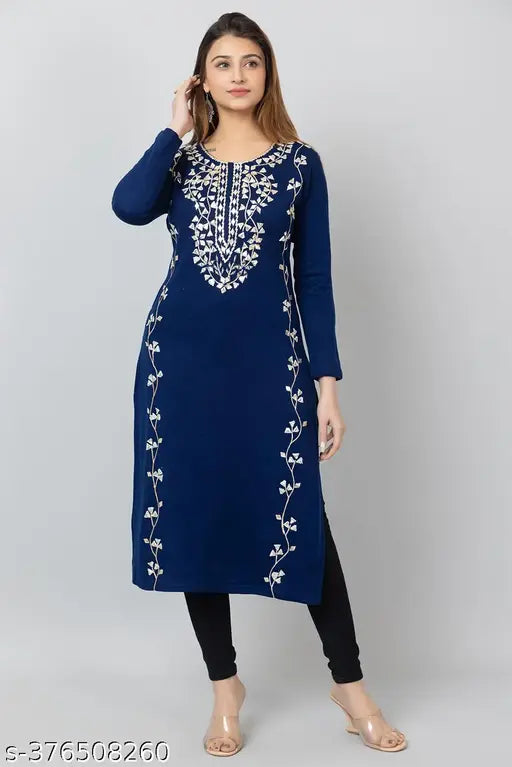 Hifzaa woolen gotta patti embroidered winter kurta for womens Hand embroidery work