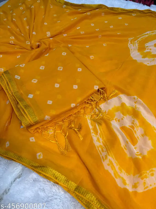 Chiffon Bandhani Hand Dye Saree