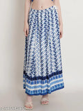 Hive91 Women's Blue Rayon Abstract Print A-Line Maxi Skirt - Stylish and Comfortable