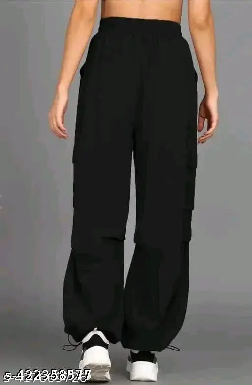 Zooni Collection Women|Parachute Black Pants|Parachute Cargo pants | Cotrise Cargo Black Lycra | Beggi|Cargo | Parachoot Joggers|NewArrival Baggy Cargo Wide Leg Cargo Loose fit Stretchable Pents| Wide Leg Cargo Women Cotrise Cargo | Cotton Blend Cargo |