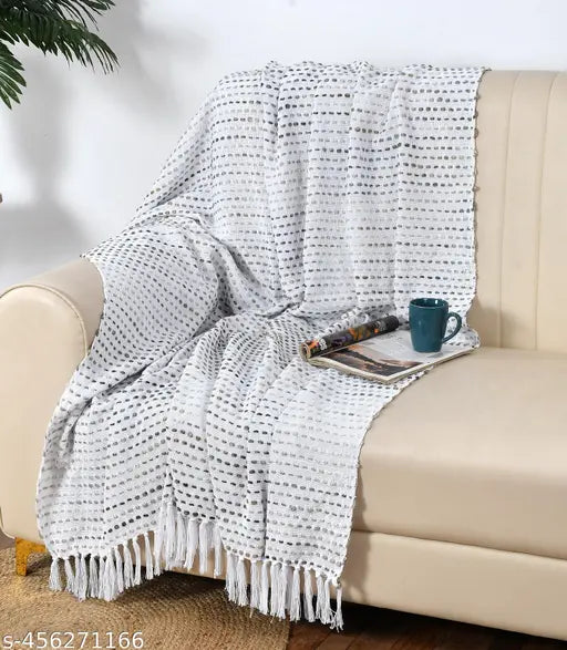 HomewayTex Swift Acrylic/Cotton Throw, Sofa Throw,Bed Throw and Blanket Elc. Size:-130X180 CMS OR 52X70" , Colour:- Brown