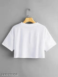 Nanno Toys Latest Duddu Design Round Ncek White Crop Top For Girls & Womans