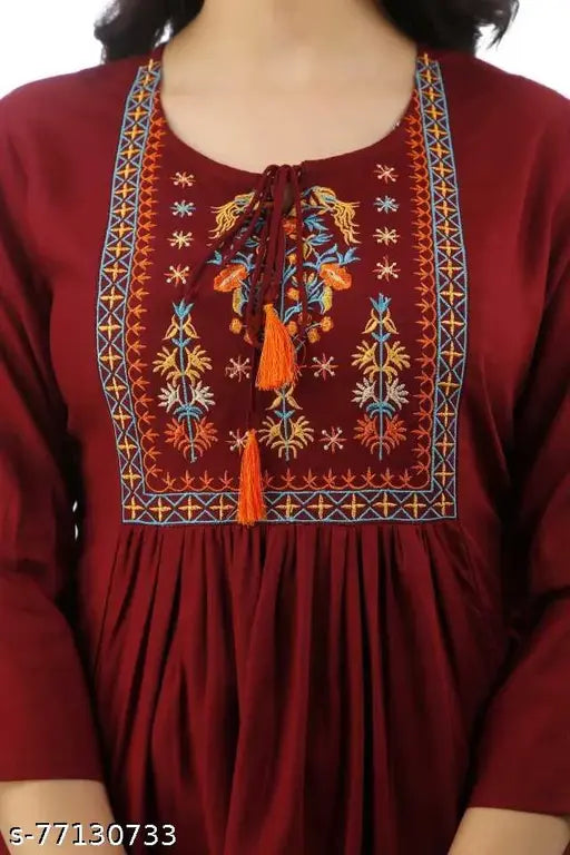 Women Embroidered Rayon Cape Top Kurta