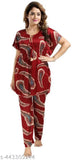 """""Women’s All Over Cross Print Satin Kaftan Night Suit"""""Top Pyjama Set"""""Maroon