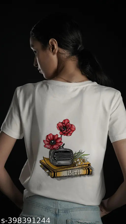 Radio Buds & Blooms White Women's Tee By Eksdee