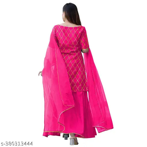 Rayon Kurta and Sharara Set with Dupatta