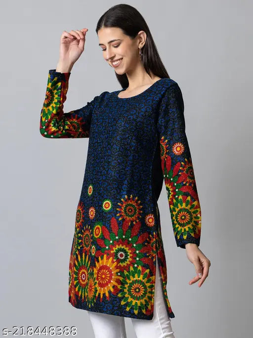 Solzeiq Women Printed Wool A-line Kurta