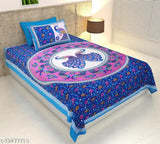 Monik Handicrafts®Comfort Rajasthani Jaipuri Traditional Sanganeri Print 140 TC 100% Cotton Single Bedsheet with 1 Pillow Cover