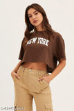 Womens Half Sleeve Cropped T-Shirts New York graphic Tees Summer Round Neck Crop Printed Top