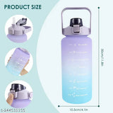 Water Bottle Motivational 2L with Straw Motivational Time Markings Drinks Bottle BPA Free Leak Proof, Flip Cap, Portable, Locked