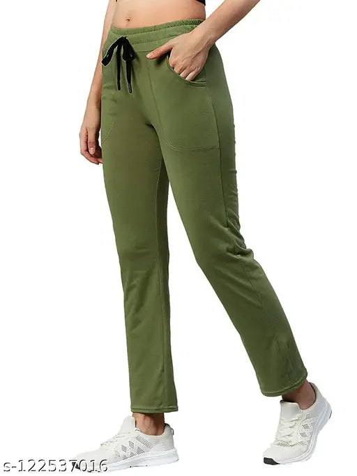 Alfa Women Soft Cotton Plain Slim Fit Pajama/Lower/Track Pant Comfort Night Wear Loungewear for Ladies & Girls with Two Front Pockets