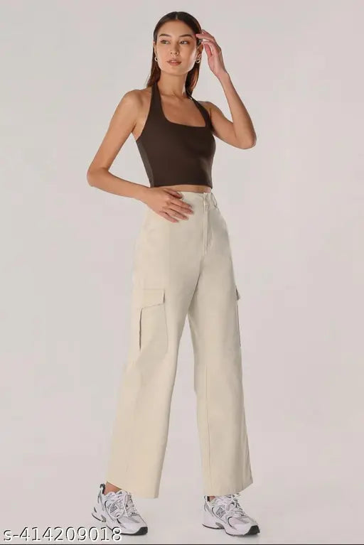 Cream01_Cargo_four pocket pant for woman