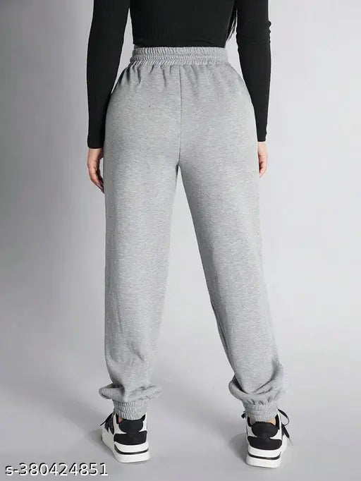 Tabadtod Women's Abstract Jogger Pants Grey Trousers & Pants