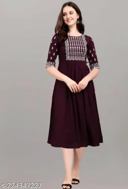 Women embroidery Rayon stitched kurti