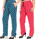 Women's & Girls Different Type Printed Lower/Pyjama For Nightwear & Loungewear Pack Of 2