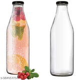 1000ml/1-Liter Glass Bottles with Extra Caps for Multipurpose Use (Pack of 2)