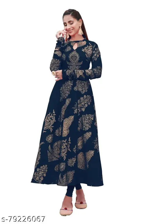 Women Printed Rayon Gown Kurta