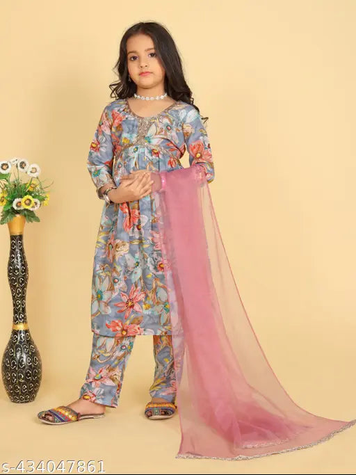 girls fancy kurta set with dupatta