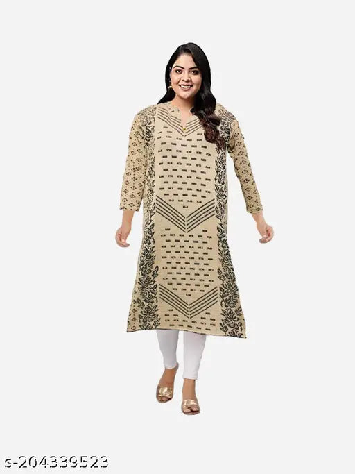 Women's Winter Wear Regular Fit Embroidered Woolen Latest Full Sleeve Mandarin Collar Straight Kurti (Pack Of 1)