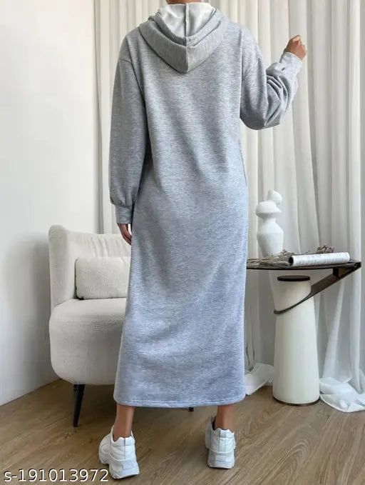 SUPER STYLISH AIRPORT LOOK LONG HOODIE DRESS/NIGHTWEAR FOR WINTERS