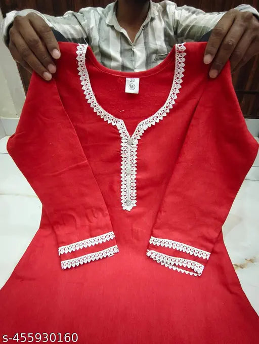 Wooleen Kurti With Lace work