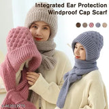 Winter Cap for Women Woolen Cap with Mufflers for Women, 2 in 1 winter scarf Knitted Woolen Muffler for Women & Girls Muffler Woolen Cap, Stylish Woolen Caps for Women Winter Wear Scarf Multicolor