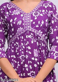 TRENDING PRINTED EMBROIDERY PURPLE ANARKALI KURTI FOR WOMEN & GIRLS