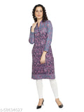 Women's A-line Printed Blue Woollen Kurti