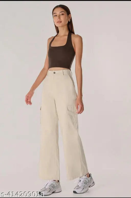 Cream01_Cargo_four pocket pant for woman