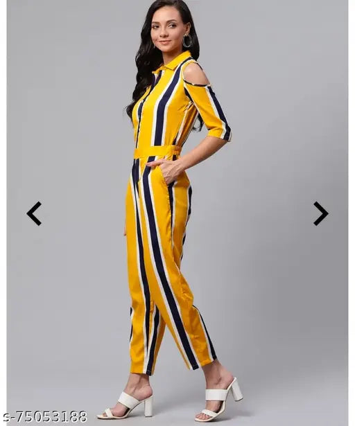 dazzler yallow Strip Jumpsuit