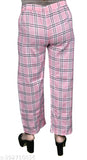 Latest Feminine Women Trouser & Pants Check Pants Check Trouser Pack of 2 Combo Pink And White