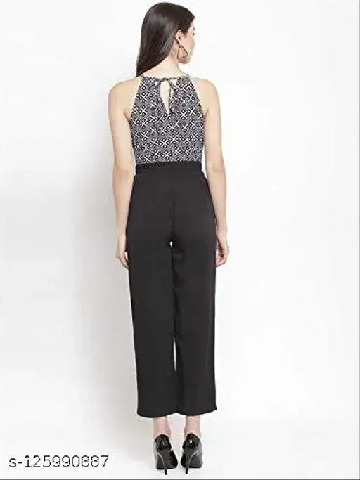 Magnetic Designs Women Black Checked Basic Jumpsuit