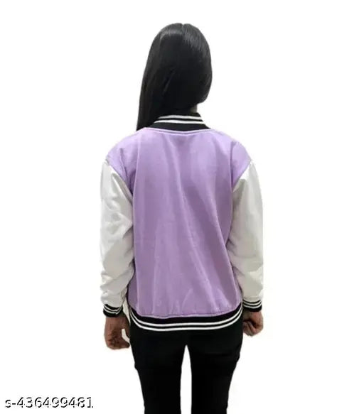 Stylish lavender warm varsity bomber NY patch Jackets for women/girls